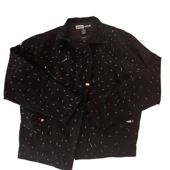 Jamie Sadock Women's Black Silver Zip Front Athletic Warm Up Golf Jacket Medium - Picture 6 of 13